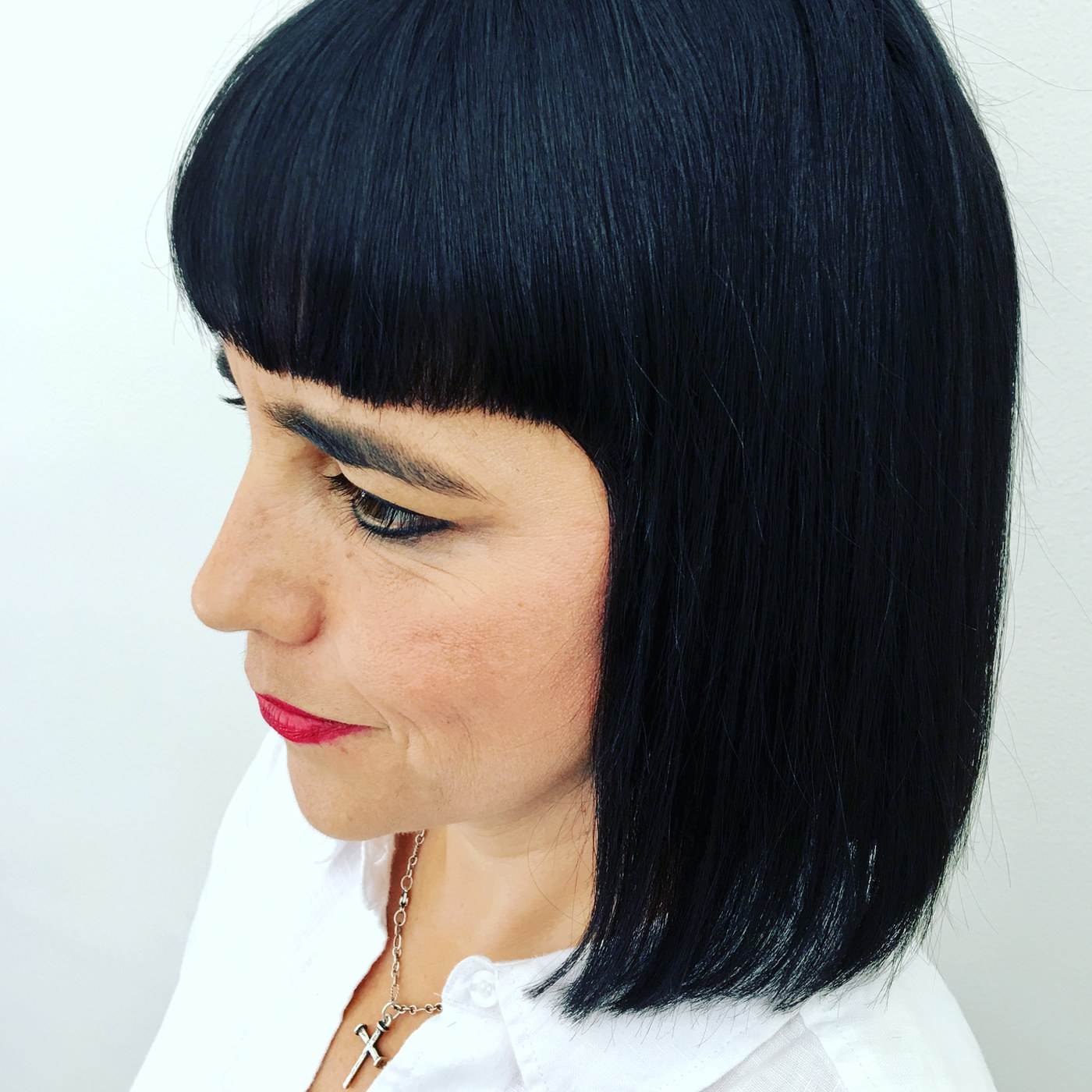 Recent haircut work — blunt line